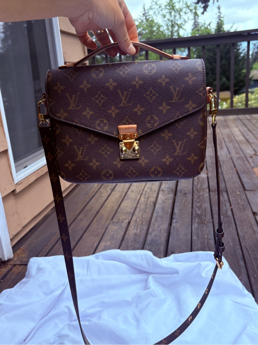 Louis Vuitton Brown Monogram Canvas Crossbody with Gold Hardware
